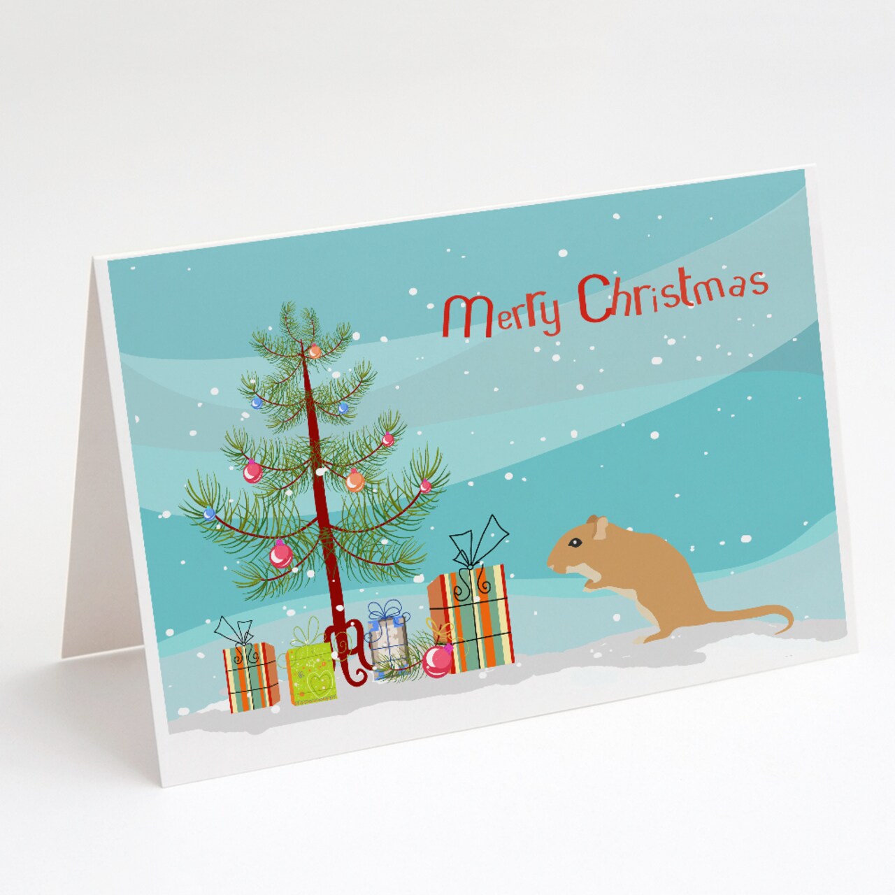 Caroline&#x27;s Treasures Gerbil Mouse Merry Christmas Greeting Cards and Envelopes Pack of 8